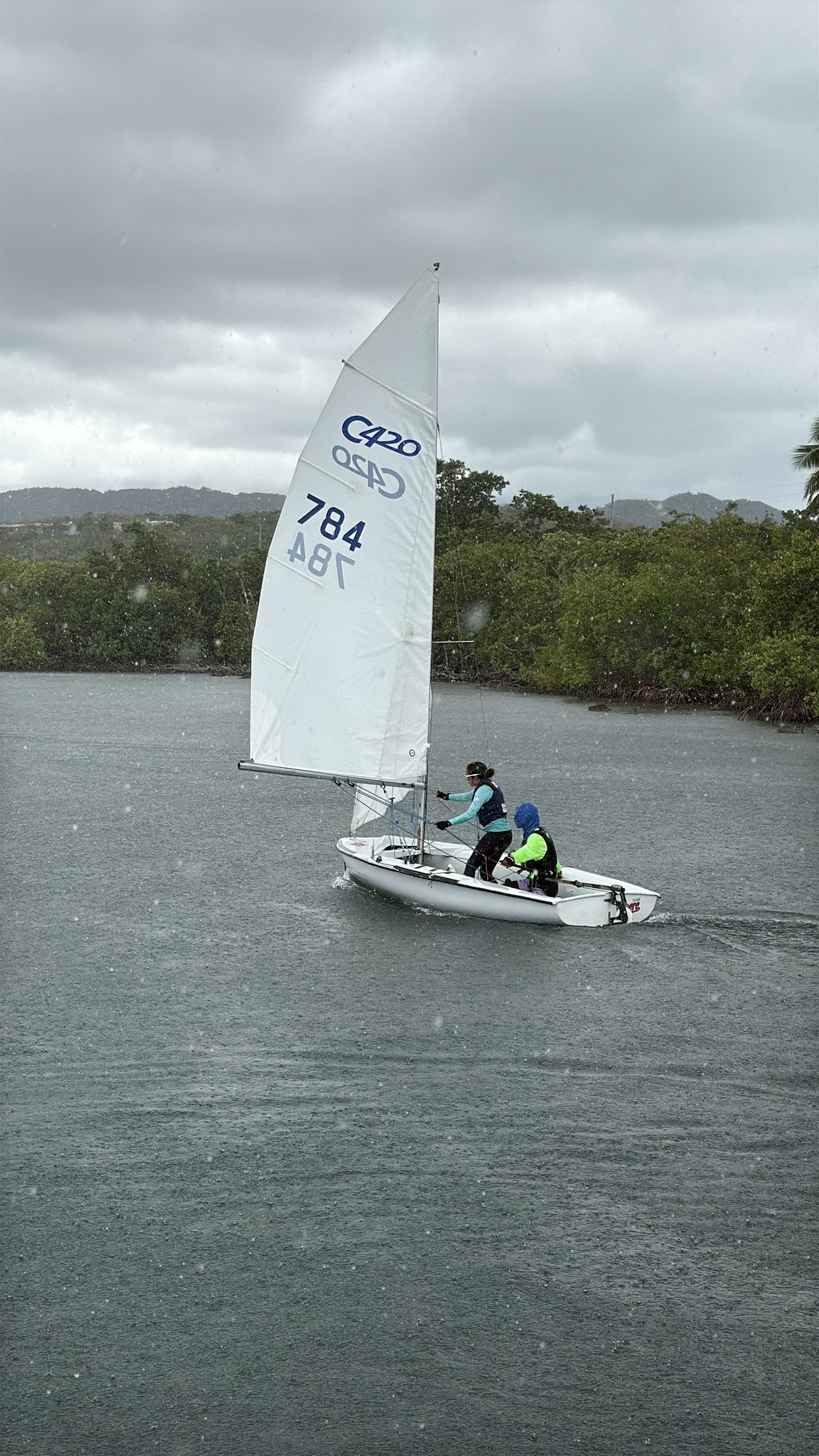 Sailing a C420 through rain and wind