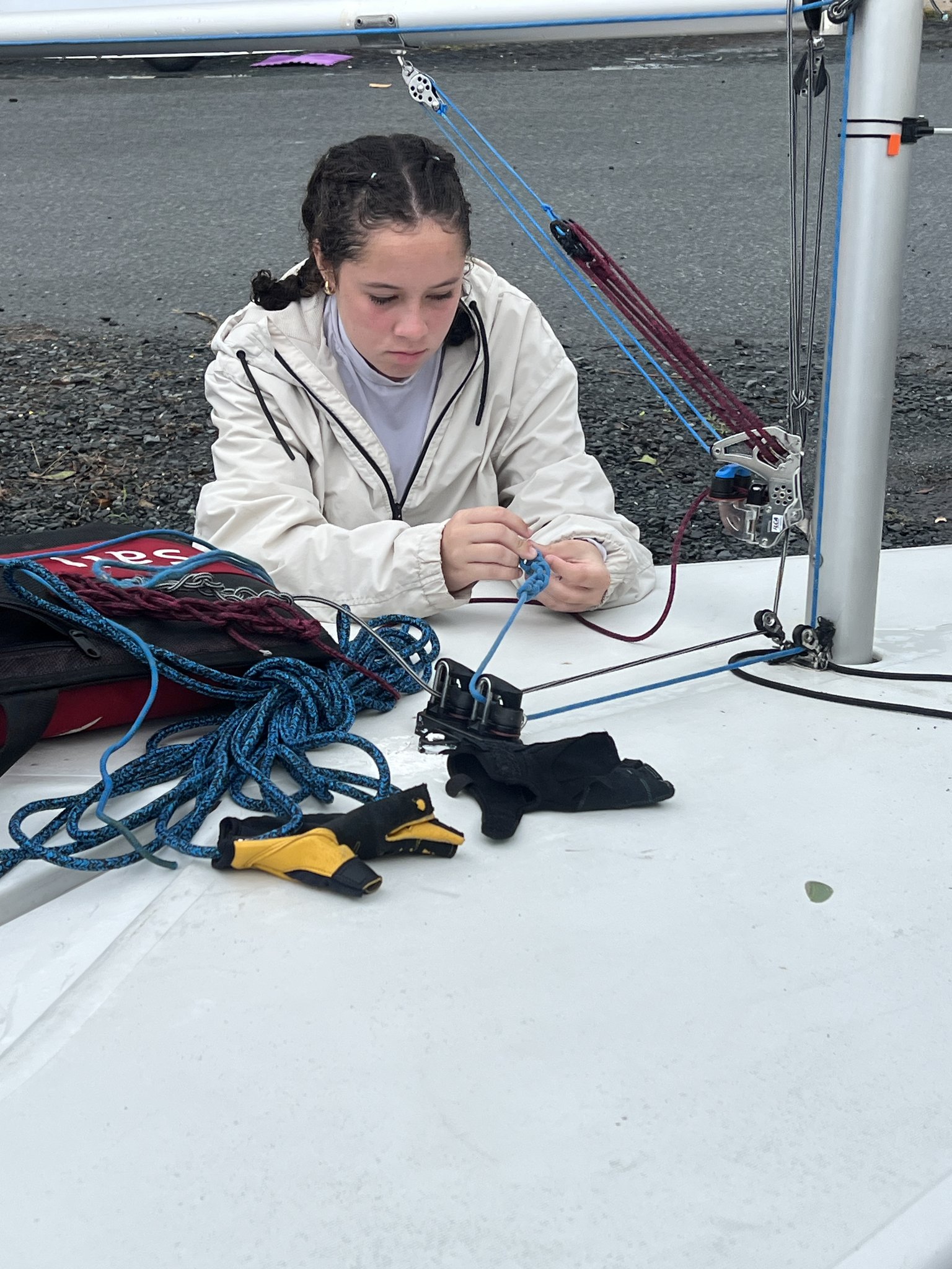 Rigging the boat before a race